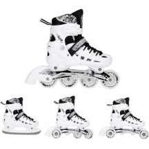 NH10905 4in1 WEISSE LED-ROLLENSCHUHE GRÖSSE M (35-38) MIT DIMENSIONALEM HOCKEYBLATT NILS EXTREME