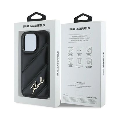 8. Karl Lagerfeld Diagonal Quilted Script Hülle für iPhone 13 Pro Max – Schwarz