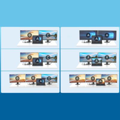 6. Choetech multifunktionaler HUB mit Display 12in1 USB-C auf USB-C / USB-A / HDMI / VGA / AUX / SD / TF grau (HUB-M26)