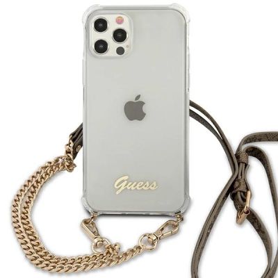 3. Guess GUHCP12MKC4GSGO iPhone 12/12 Pro 6.1" Transparente Hartschale 4G Goldkette