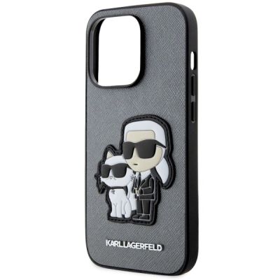 6. Karl Lagerfeld Saffiano Karl & Choupette Hülle für iPhone 14 Pro 6 - Silber