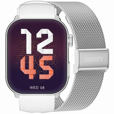GRAVITY GT28-10 Damen-Smartwatch-Armband + Armband Weiß Silber