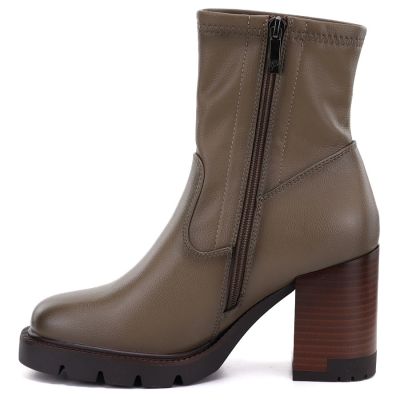 8. Damen-Ankle-Boots in Khaki mit Blockabsatz, Modell Potocki 12419