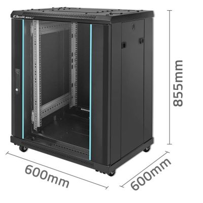 7. QOLTEC Rack-Schrank 19" | 15 HE | 600 x 855 x 600 mm | Sicherheitstür