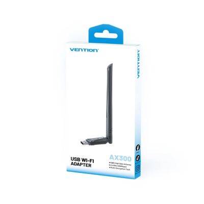 4. Vention AX300 USB Wi-Fi 6 2,4-GHz-Netzwerkkarte mit Antenne, Schwarz