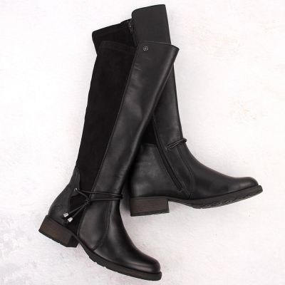 30. Damen-Lederstiefel im Offiziersstil, gefüttert, schwarz Rieker Z9564-00