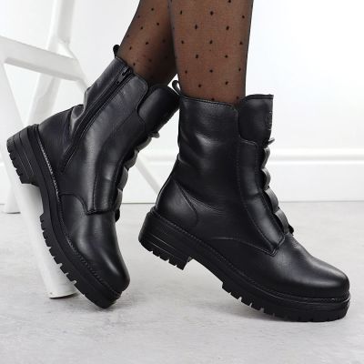 9. Rieker Y3160-00 Damen-Ankle-Boots aus schwarzem Leder