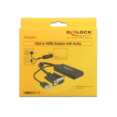 2. DeLOCK 0,25 m VGA+USB2.0-A/HDMI 0,25 m VGA (D-Sub) + USB Schwarz