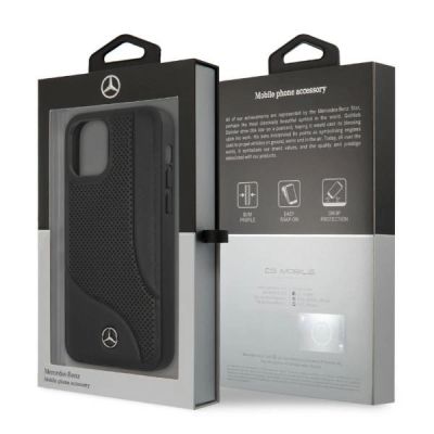8. Mercedes Leder-Perforated Area Case für iPhone 12 Pro Max - Schwarz