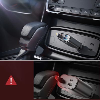 3. Joyroom JR-CCL07 3-in-1 Autoladegerät mit integriertem einziehbarem Kabel - Dunkelgrau