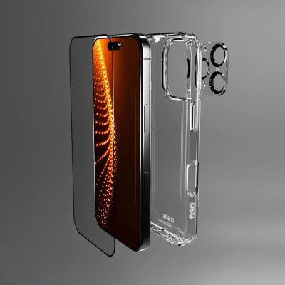 8. SBS-Set mit D3O-Technologie für iPhone 16 Pro Max – Hülle + Displayglas und Kameraschutz – transparent