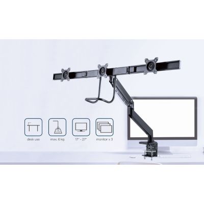 29. GEMBIRD Verstellbarer Schreibtischarm/Halterung für 3 Monitore 17-27 Zoll, VESA 100x100 mm, bis zu 6 kg