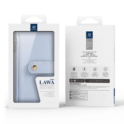 12. Dux Ducis Lawa Lederhülle für iPhone 16 Pro Max mit abnehmbarer magnetischer Brieftasche - Blau