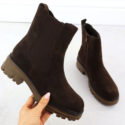 2. Braune Damen-Lederstiefeletten Chelsea-Boots Sergio Leone TR25733-S