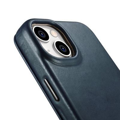 15. iCarer CE Oil Wax Premium Leather Folio Case iPhone 14 Plus magnetische Klapphülle MagSafe blau (AKI14220707-BU)