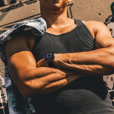 9. Protect Strap Band für Apple Watch 42/44/45mm Panzergehäuse Armband - Schwarz, Blau