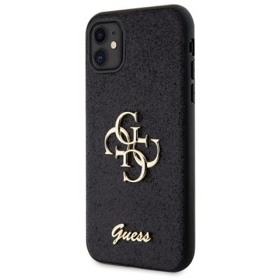 2. Guess GUHCN61HG4SGK Hülle für iPhone 11 / Xr – Schwarz Glitter Script Big 4G