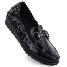 Damen-Keilschuhe aus Lackleder, schwarz, Rieker L5352-00