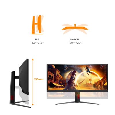 24. AOC G4 CU34G4CAP Computermonitor 86,4 cm (34") 3440 x 1440 px UltraWide Quad HD LCD Schwarz, Rot