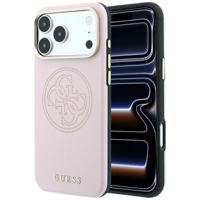 Guess Perforierte 4G Gold Logo Magsafe Hülle für iPhone 17 Pro Max / 18 Pro Max - Pink