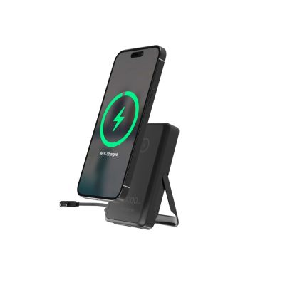 5. GEMBIRD Kabellose magnetische Powerbank 15W mit integriertem Ständer 10000 mAh, Schwarz