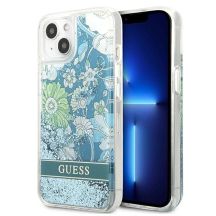 Guess GUHCP13SLFLSN iPhone 13 mini 5.4" grün/grüne Hardcase Flower Liquid Glitter