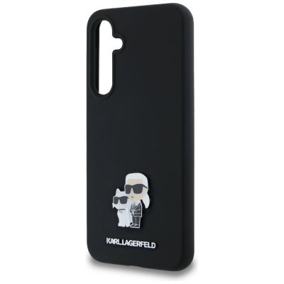 6. Karl Lagerfeld Silikon Karl&Choupette Metal Pin Hülle für Samsung Galaxy A35 – Schwarz
