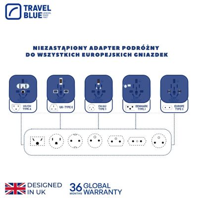 6. TRAVEL BLUE Universal-Reiseadapter WORLD -> SCHUKO, 2 Stück