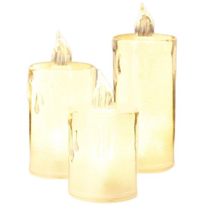 26. Dekorative Kerzen, 3 Stück, transparent, warmweiß, 1 LED