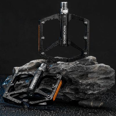 7. Rockbros K371 Reflektierende Aluminium-Fahrradpedale mit abgedichteten Lagern – Schwarz