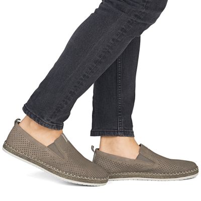 5. Braune Herren-Ledermokassins, durchbrochen, bequem, Rieker B5286-25