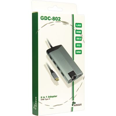 5. Inter-Tech GDC-802 Kabelgebundenes USB 3.2 Gen 1 (3.1 Gen 1) Typ-C-Notebook, Grau