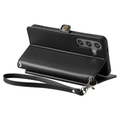 4. Samsung Galaxy A56 5G Leder-Wallet-Case mit Standfunktion und Tragegurten – Schwarz