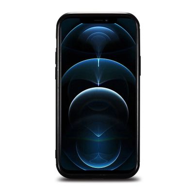 5. iCarer Leder Oil Wax Hülle mit echtem Leder bezogen für iPhone 12 Pro Max schwarz (ALI1206-BK)