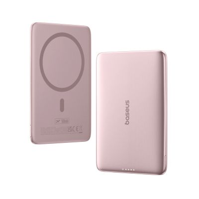 4. Baseus PicoGo AM41 5000 mAh 20 W Ultra-Slim Power Bank MagSafe Kompatibel mit Baseus Simple USB-C 60 W 30 cm Kabel - Pink
