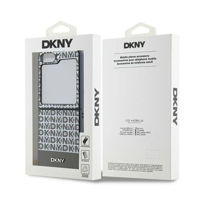 8. DKNY Repeat Pattern Bottom Stripe Hülle für Samsung Galaxy Z Flip 6 – braun