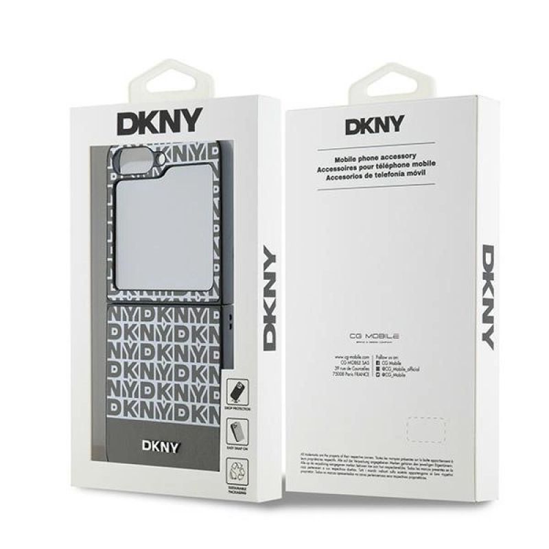 8. DKNY Repeat Pattern Bottom Stripe Hülle für Samsung Galaxy Z Flip 6 – braun