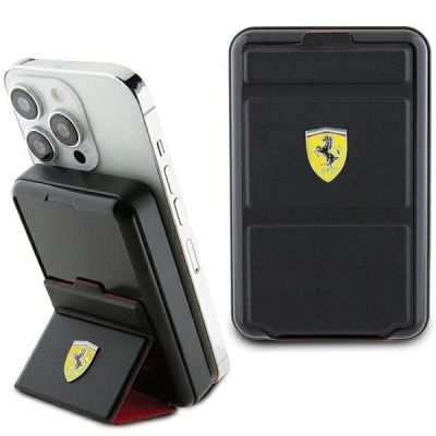 Powerbank Ferrari Metal Logo MagSafe Induktion 15W 10000 mAh mit Standfunktion - Schwarz