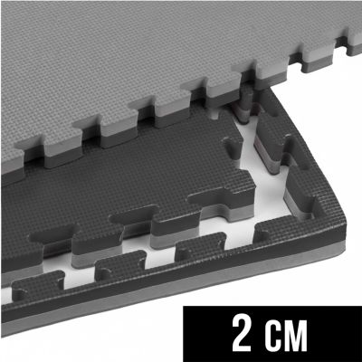 13. Gymnastikmatte mit Sicherheitszertifikat - Puzzle 1x1m - Schwarz - Grau 2 cm