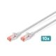 Patchkabel RJ45-RJ45, Kat. 6, S/FTP, AWG 27/7, LSOH, 2 m, grau, 10 Stück