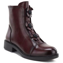 Damen-Ankle-Boots mit Zierblumen, gefüttert, bordeauxrot, Potocki SZ12852