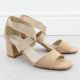 2. Damen-Sandalen zum Hineinschlüpfen mit Blockabsatz, beige, Filippo DS6920