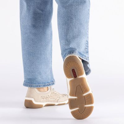 6. Bequeme Damenschuhe mit Lochmuster, beige, Rieker 55960-60