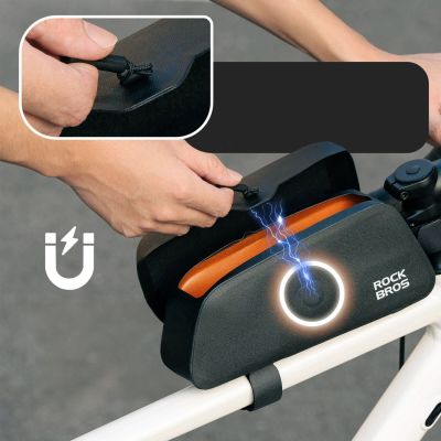 6. Rockbros 30120122002 Wasserdichte Fahrradrahmentasche mit Magnetverschluss, 0,9 l – Schwarz