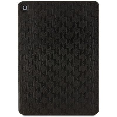 2. Karl Lagerfeld Saffiano Monogram Ikonik Hülle für iPad 10.2" 2019 (7. Gen.) Folio Magnet Allover Cover - Schwarz