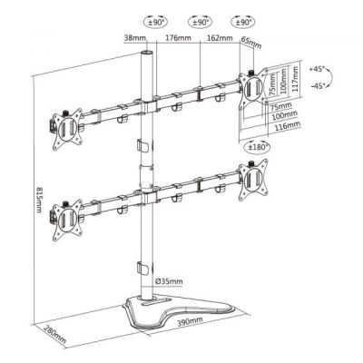 9. Tischständer 17"-32" / 4TFT, 360° schwenkbar, 9 kg, leicht, Einzelhandel