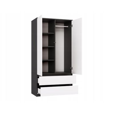 2. MALWA KLEIDERSCHRANK SS-90 ANTHRAZIT / WEISS SET