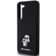 6. Karl Lagerfeld Silikon Karl&Choupette Metal Pin Hülle für Samsung Galaxy S24+ – Schwarz