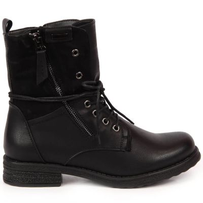 15. Jezzi W JEZ254A Arbeitsstiefel mit Schnürung und Reißverschluss, schwarz