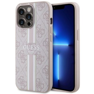 Guess GUHMP13LP4RPSP iPhone 13 Pro / 13 6,1" rosa/rosa Hartschale 4G bedruckte Streifen MagSafe